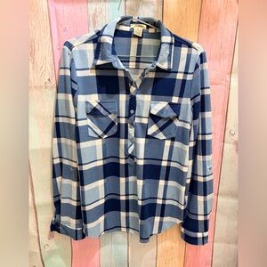 Classic Blue Plaid Button Down Shirt